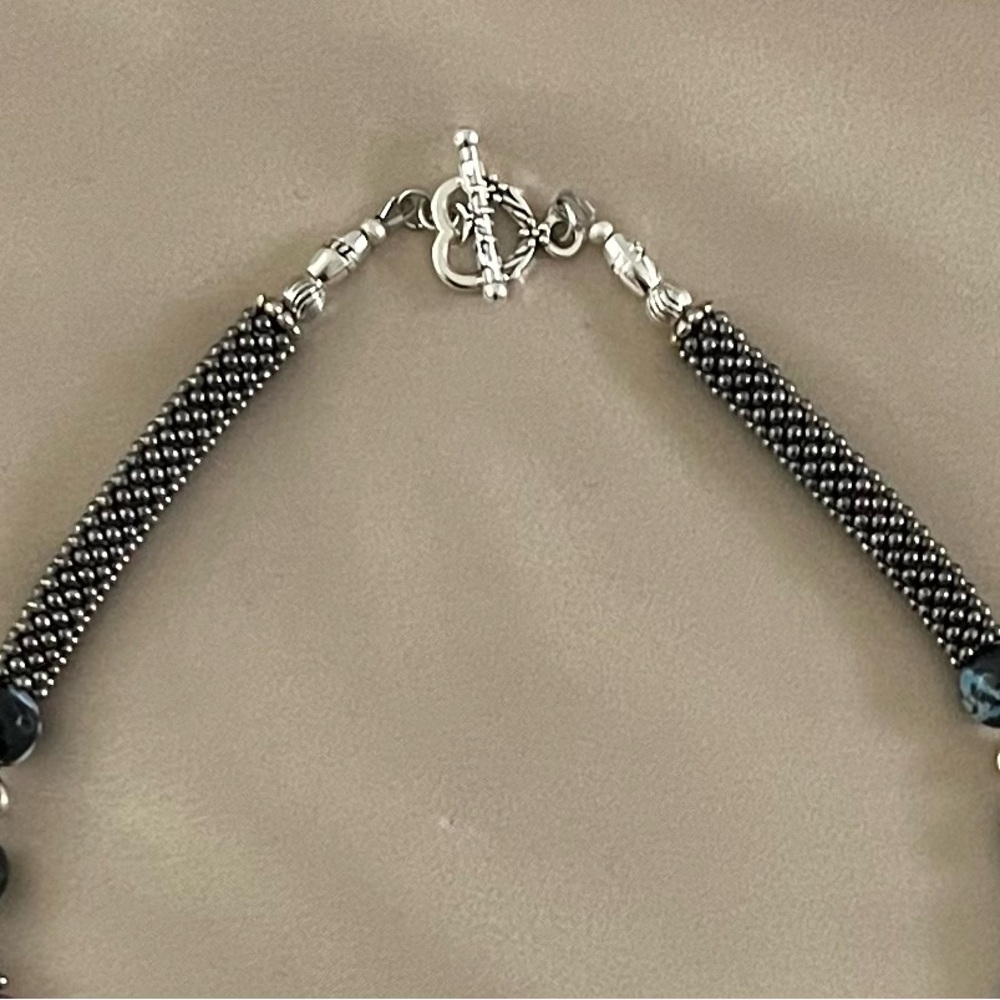 Abalone Shell Leaf Rainbow Hematite Statement Nec… - image 3